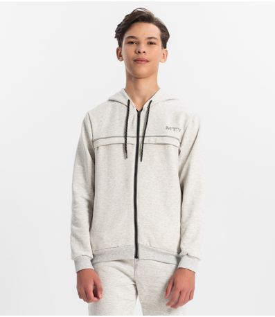 Jaqueta Juvenil Masculina Com Capuz Minty Cinza