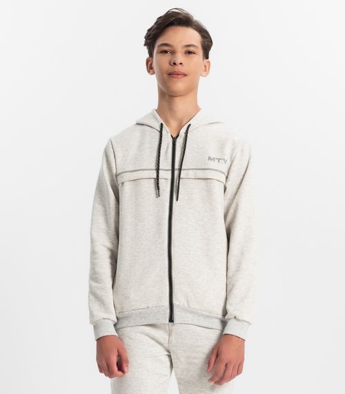 Jaqueta Juvenil Masculina Com Capuz Minty Cinza