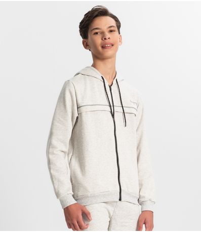Jaqueta Juvenil Masculina Com Capuz Minty Cinza