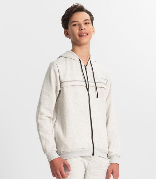 Jaqueta Juvenil Masculina Com Capuz Minty Cinza