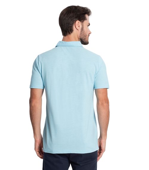 Polo Masculina Com Bolso Piquet Diametro Azul