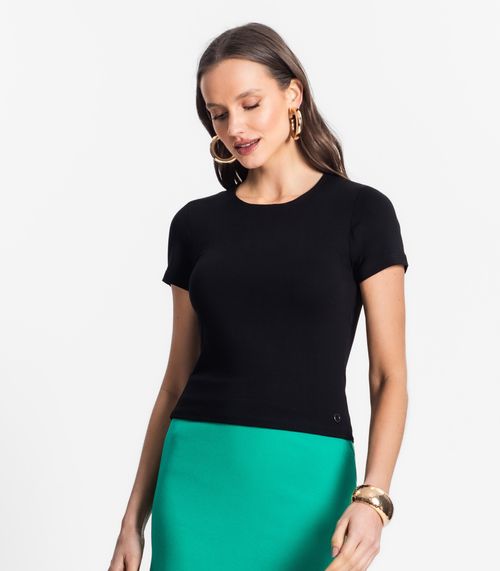 Blusa De Viscotorcion Básica Feminina Endless Preto