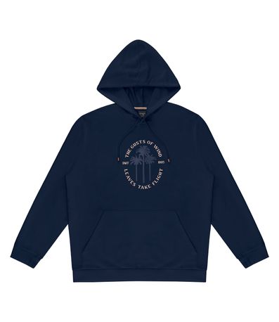 Blusão Masculino Plus Size Com Capuz Diametro Azul