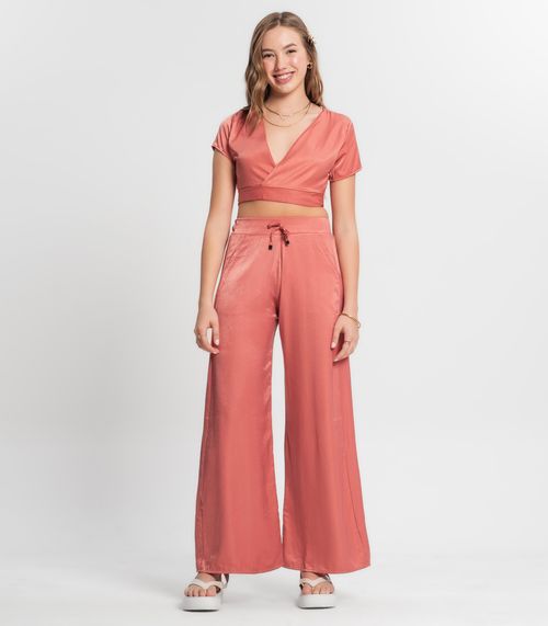 Calça Juvenil Feminina Em Viscopoly Glow Minty Laranja