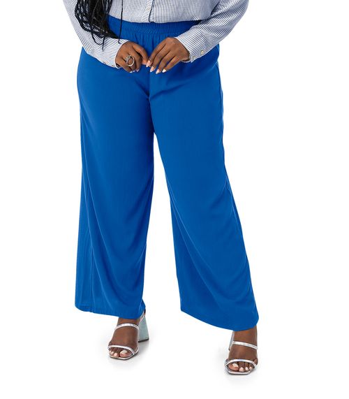 Calça Feminina Plus Size Em Viscose Secret Glam Azul