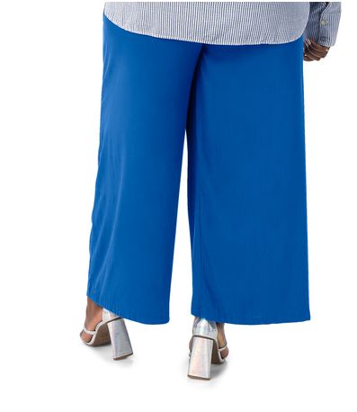 Calça Feminina Plus Size Em Viscose Secret Glam Azul