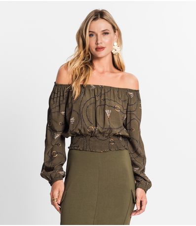 Blusa Feminina Ciganinha Manga Longa Endless Verde