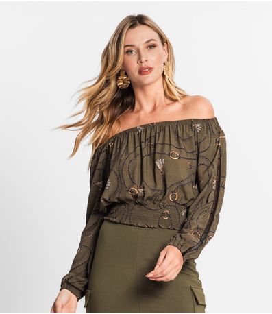 Blusa Feminina Ciganinha Manga Longa Endless Verde