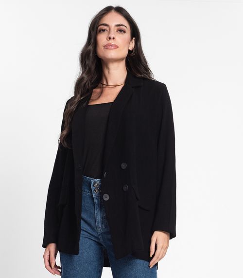 Blazer Feminino Em Linho Endless Preto