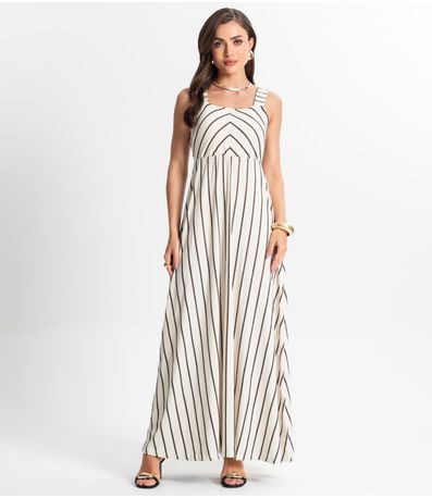 Vestido Longo Em Vicolinho Endless Preto