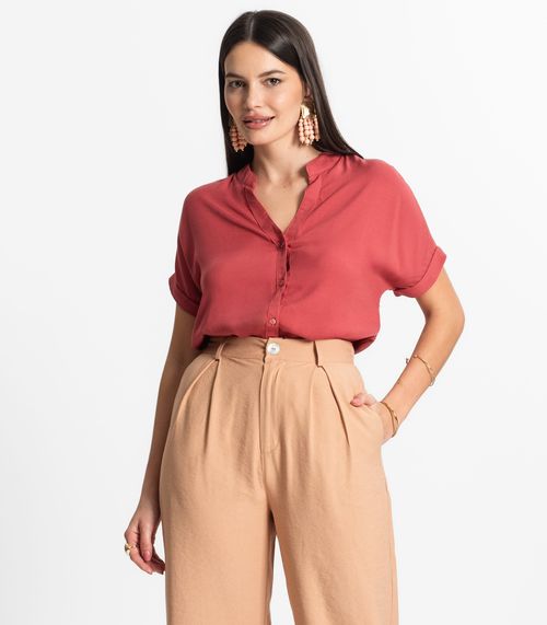 Camisa Feminina Gola Padre Manga Curta Select Rosa