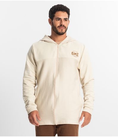 Jaqueta Masculina com Capuz Em Moletom Diametro Bege