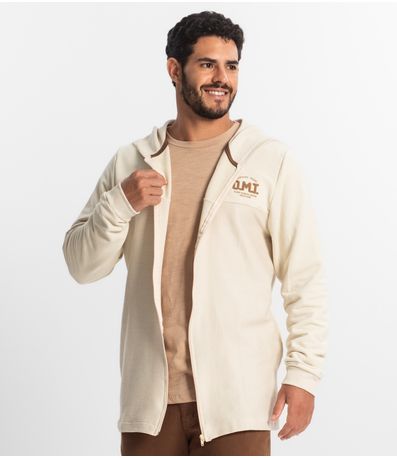 Jaqueta Masculina com Capuz Em Moletom Diametro Bege