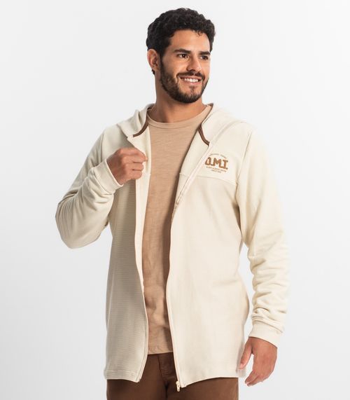 Jaqueta Masculina com Capuz Em Moletom Diametro Bege