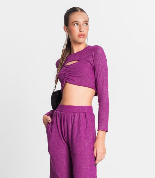 Blusa Juvenil Feminina Em Ribana Canelada Minty Roxo