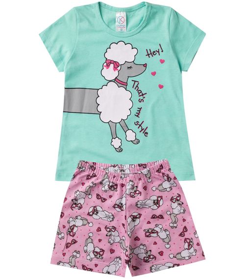 Pijama Verão Infantil Feminino Kappes Verde