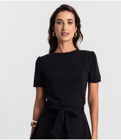 Conjunto Feminino Shorts E Blusa Molecotton KO Preto