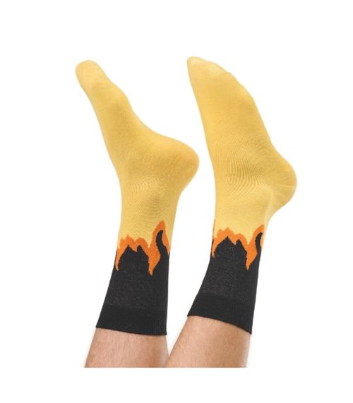 Meia Divertida Casual Masculina Cia da Meia Amarelo