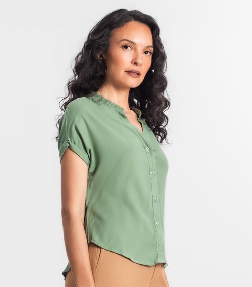 Camisa Feminina Gola Padre Manga Curta Select Verde