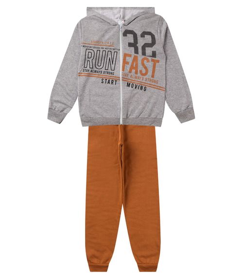 Conjunto De Moletom Menino Com Capuz Kappes Cinza