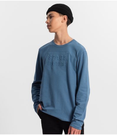 Camiseta Juvenil Masculina Manga Longa Minty Azul