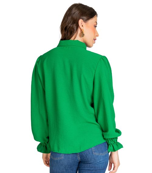 Camisa Feminina Em Duna Com Lastex No Punho Select Verde