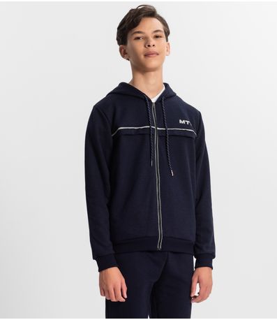 Jaqueta Juvenil Masculina Com Capuz Minty Azul