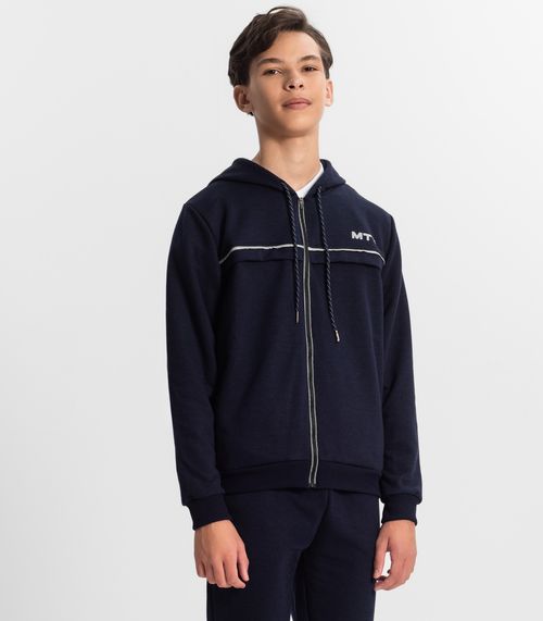 Jaqueta Juvenil Masculina Com Capuz Minty Azul