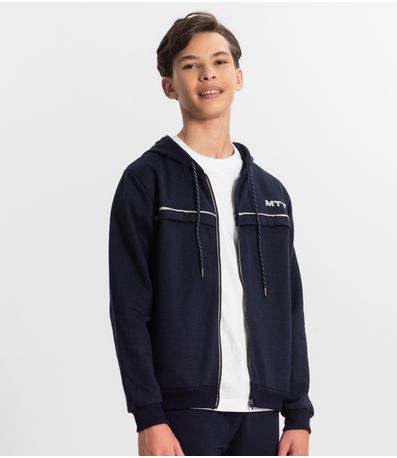 Jaqueta Juvenil Masculina Com Capuz Minty Azul