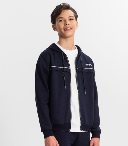 Jaqueta Juvenil Masculina Com Capuz Minty Azul