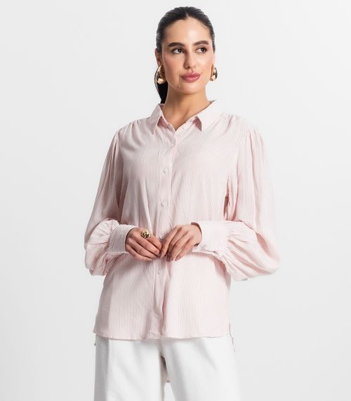 Camisa Feminina Manga Longa Bufante Select Rosa