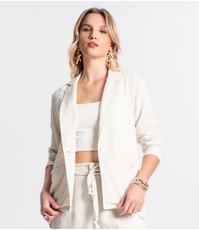 Blazer De Linho Strong Feminino Endless Bege