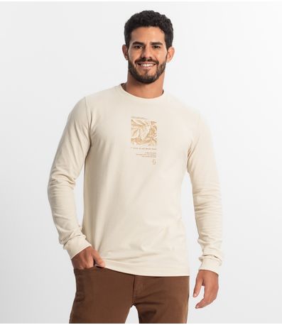 Camiseta Masculina Manga Longa Diametro Bege