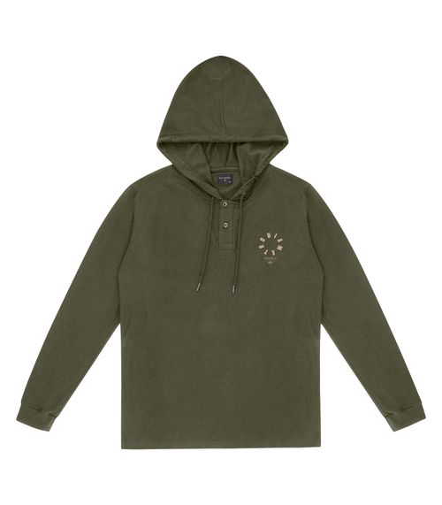 Camiseta Masculina Manga Longa Com Capuz Diametro Verde