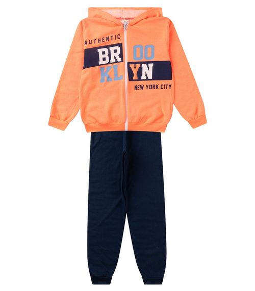 Conjunto De Moletom Menino Com Capuz Kappes Laranja