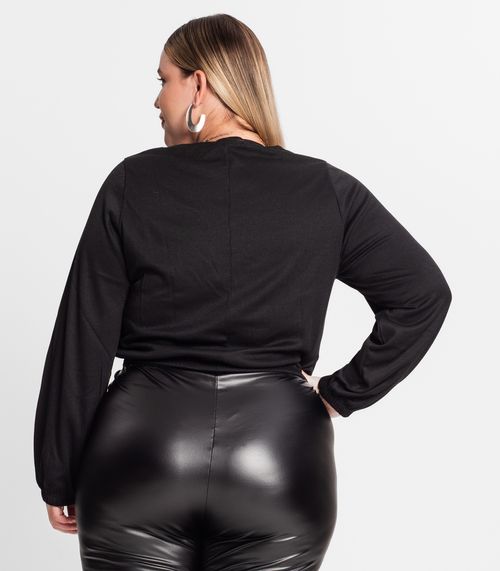 Blusão Feminino Plus Size Ribana Duo Secret Glam Preto