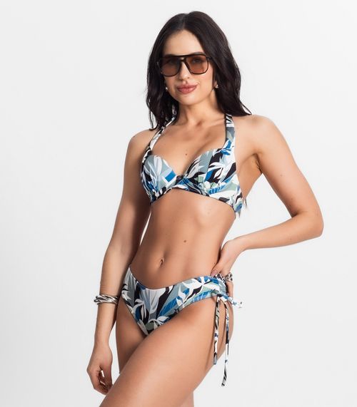 Top Biquíni Estampado Com Bojo Uni Femme Verde