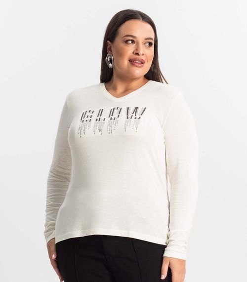 Blusa Feminina Manga Longa Plus Size Secret Glam Bege