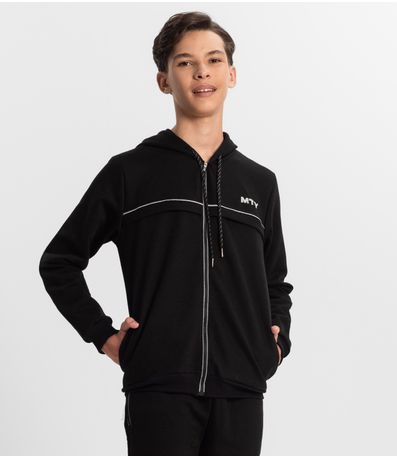 Jaqueta Juvenil Masculina Com Capuz Minty Preto