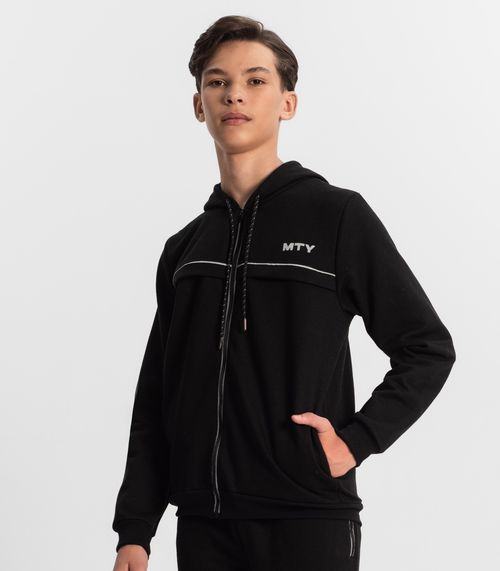 Jaqueta Juvenil Masculina Com Capuz Minty Preto