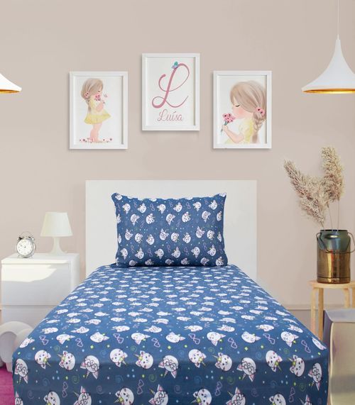 Jogo De Cama Solteiro Kids Doce Vida Azul