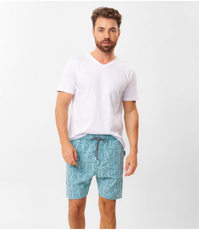 Bermuda Masculina Estampada Em Tactel Diametro Azul