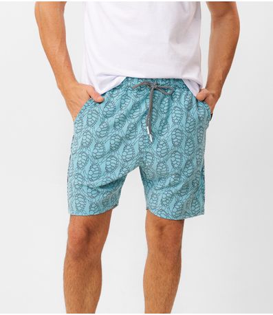 Bermuda Masculina Estampada Em Tactel Diametro Azul