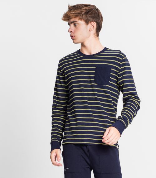 Camiseta  Manga Longa Juvenil Em Suedine Minty Azul