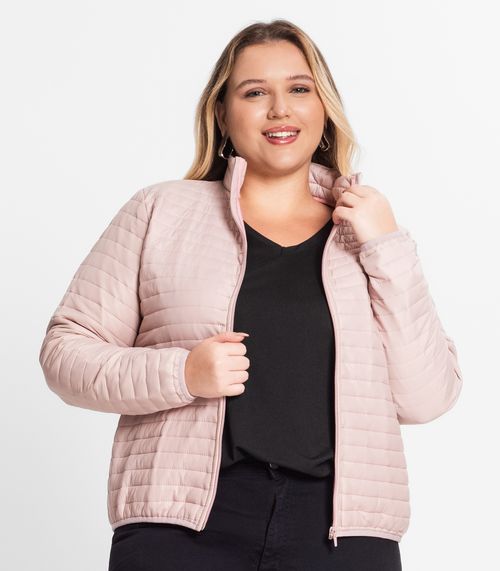 Jaqueta Feminina Plus Size Microfibra Secret Glam Rosa