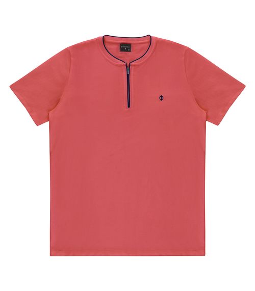 Polo Masculina Com Zíper Diametro Laranja