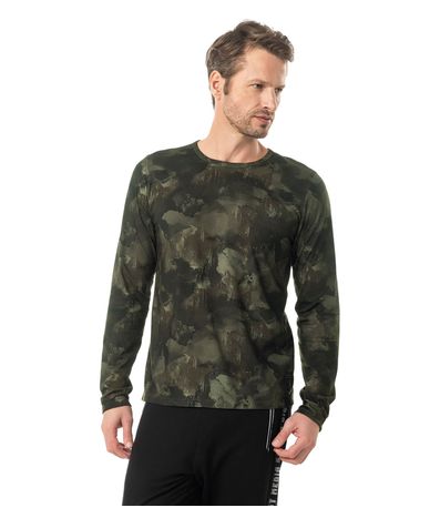 Camiseta Manga Longa Meia Malha Diametro Verde