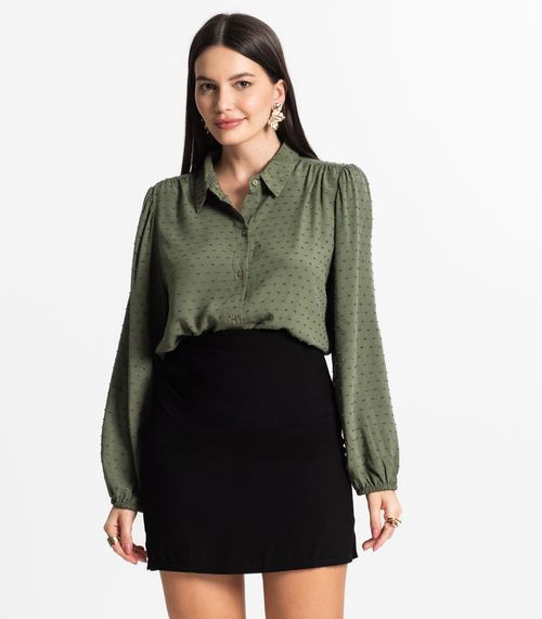 Camisa Feminina Viscose Texturizada Select Verde