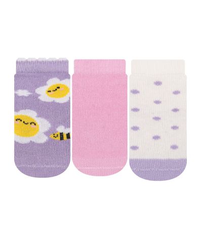 Kit 3 Pares de Meia Soquete Feminina Cia da Meia Roxo