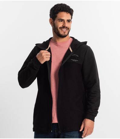 Jaqueta Masculina com Capuz Em Moletom Diametro Preto